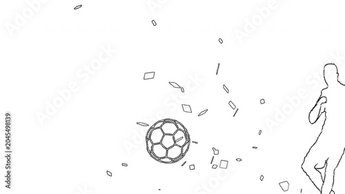 Soccer Player Kick Ball Pencil Line Art Animation 