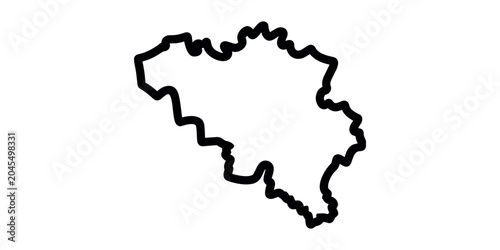 Foto Black outline of Belgium map white background