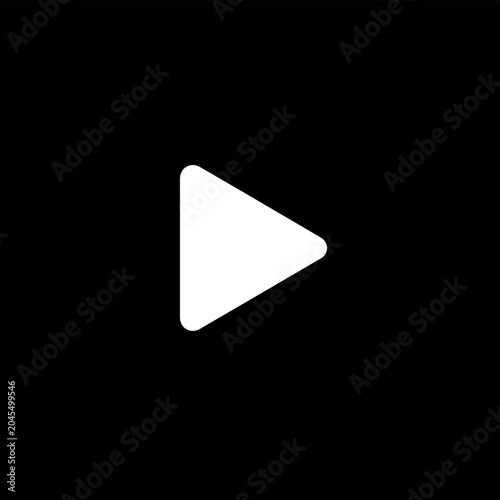 White play button icon on black background