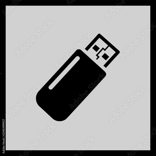 USB Flash Drive Icon on Gray Background