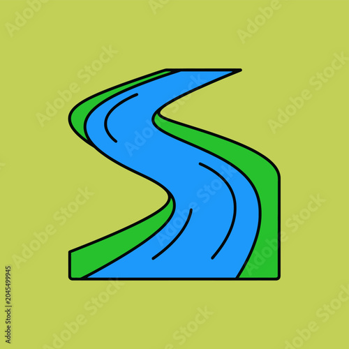 Abstract River Flowing Through Green Landscape