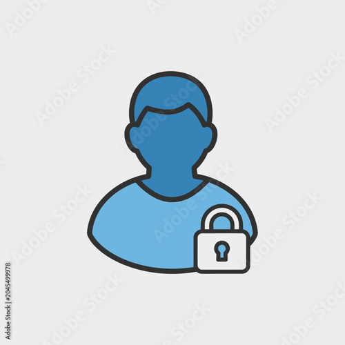 User account security icon with padlock and person silhouette