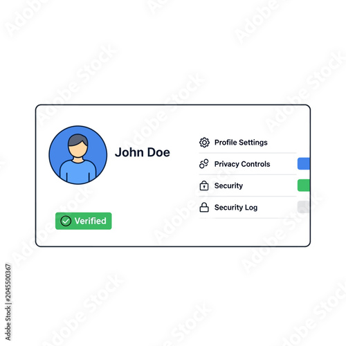 User Profile Interface with Security and Privacy Settings