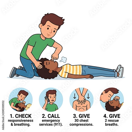 Young boy performing CPR on injured teammate during football practice on field