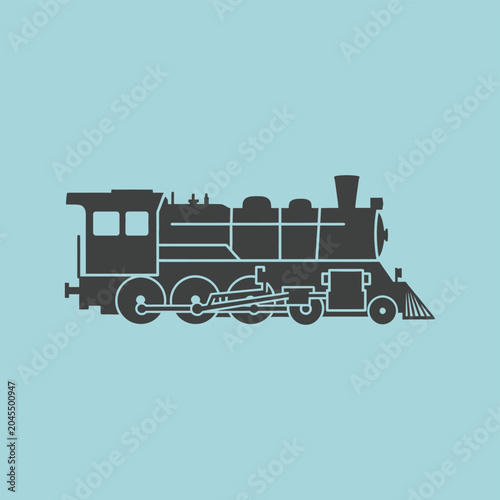 Vintage Steam Locomotive Silhouette Icon