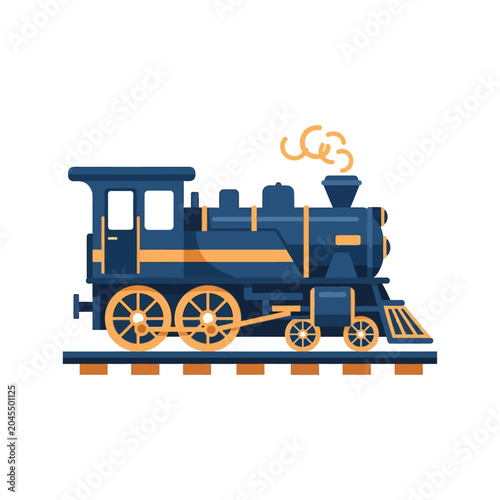 Vintage Steam Locomotive Train, Blue and Orange