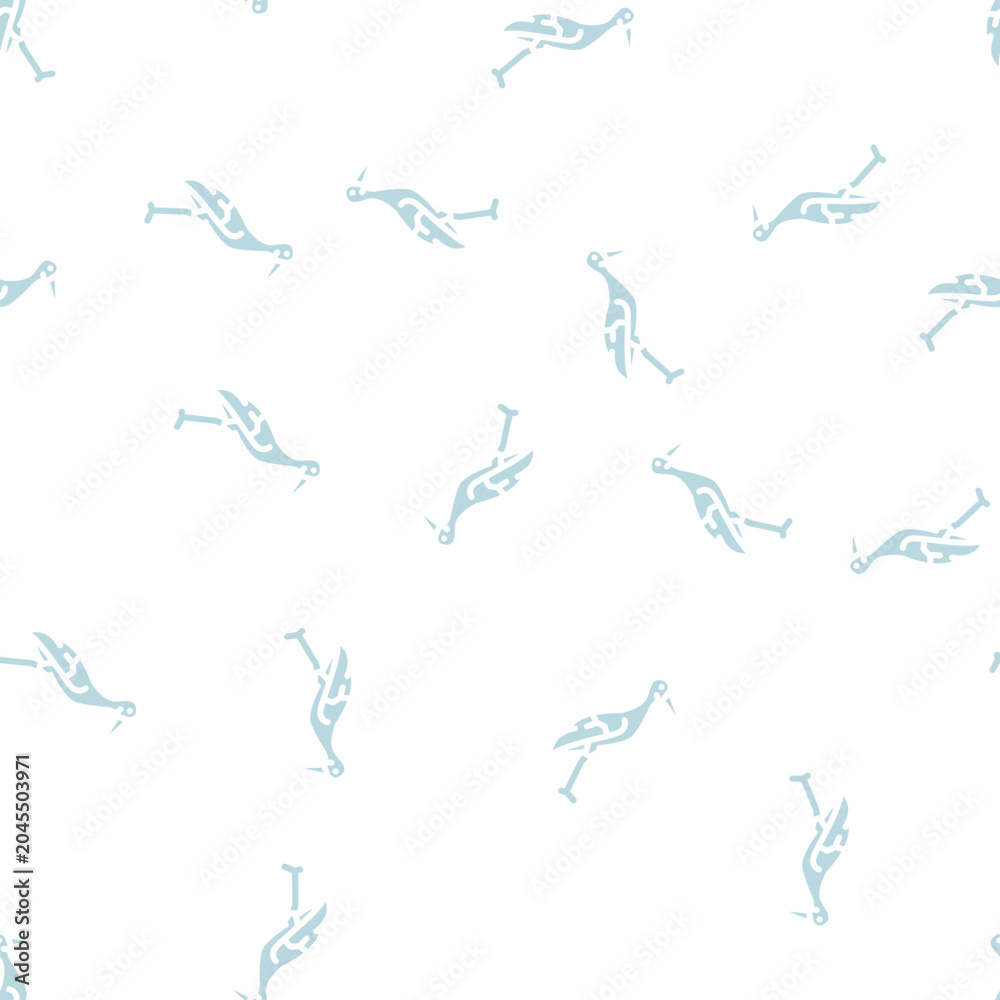 Fototapeta premium stork bird glyph vector seamless pattern. stork bird signthin illustration