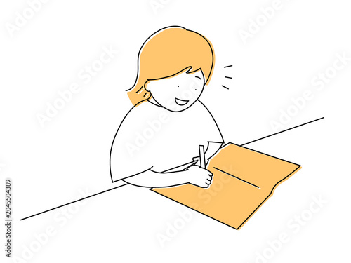 Konstfotografi A color illustration of a girl studying