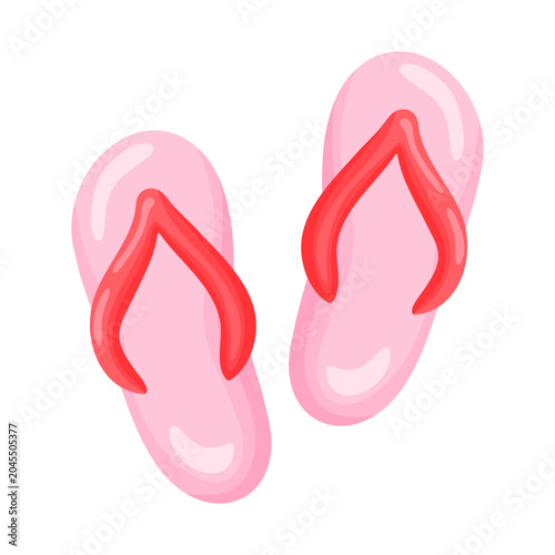 Pink Flip Flops Red Strap Summer Beach Clipart