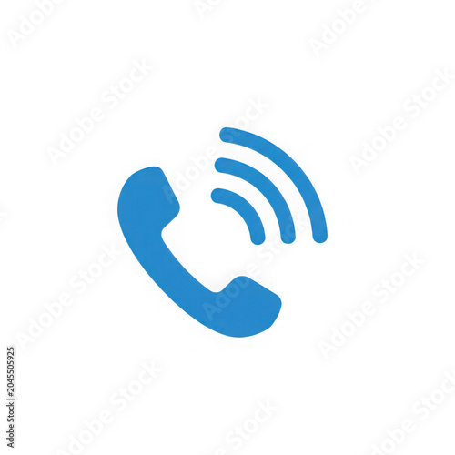 Blue phone receiver with wifi signal icon isolated on transparent background