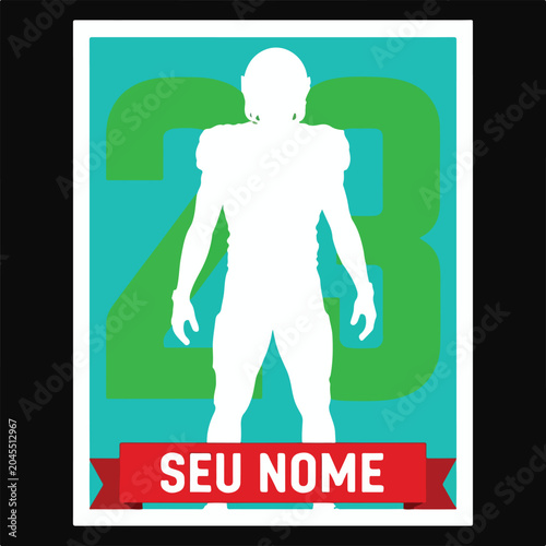 Customizable Brazilian Football Trading Card Template - Player Silhouette Vector