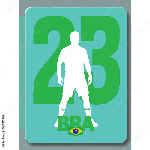 Customizable Brazilian Football Trading Card Template - Player Silhouette Vector
