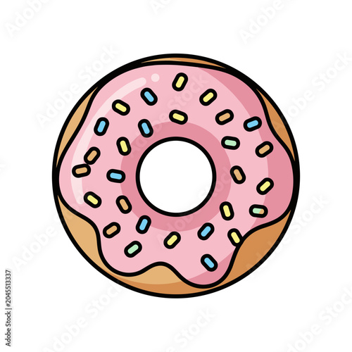 Cartoon pink donut with chocolate base