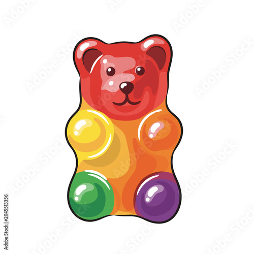 Realistic rainbow gummy bear candy