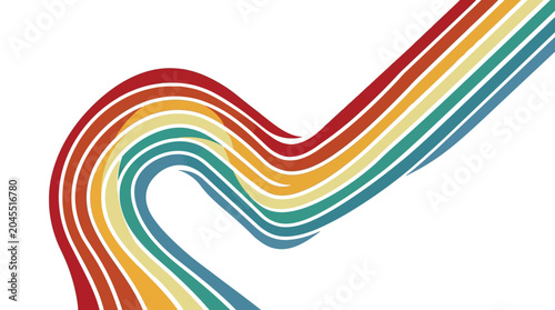 Retro 1970s style wavy lines abstract graphic design element
