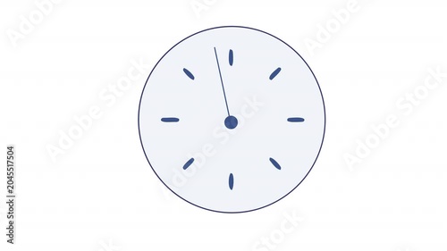 Minimalistic clock face. Clock animation, alpha channel. Cartoon