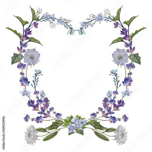 Fotografie Blue Lavender Wedding Monogram Frame Transparent PNG