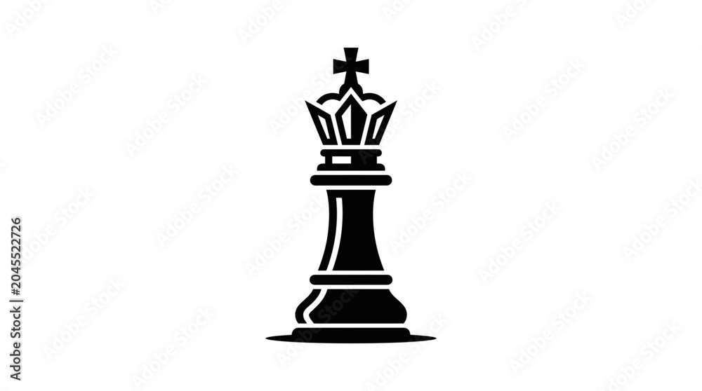 Fototapeta premium Black King Chess Piece Silhouette Icon, Strategy and Game Symbol