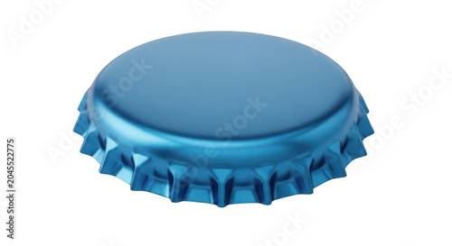 Blue bottle cap isolated on a plain background