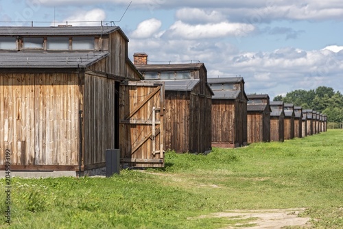 Barracks at Auschwitz II-Birkenau concentration camp, Oswiecim, Poland