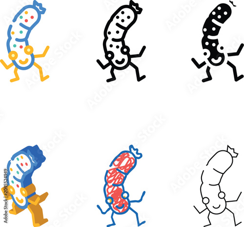 Photography styles banger meat character color icon vector