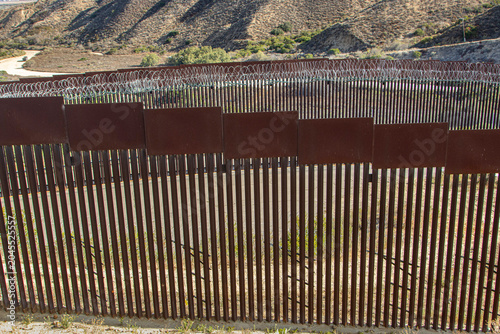 Принти на полотні Looking down at the international boarder wall from Tijuana Mexico