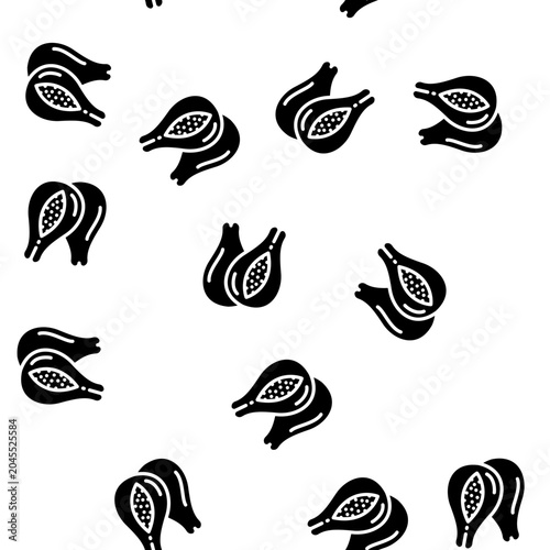 Foto papayas fruit glyph vector seamless pattern