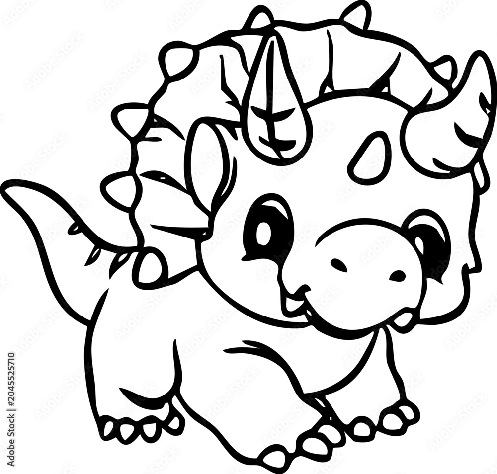 Naklejka premium Dinosaur Ankylosaurus Cute Dino Prehistoric Reptile Animal Line Art Cartoon Jurassic Wildlife Drawing Handdrawn Doodle Kids Children Education