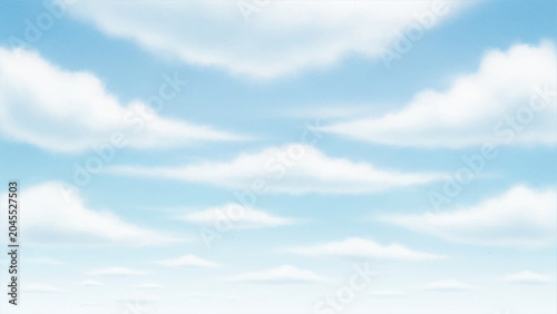 Tableau sur toile Soft white clouds floating in a clear light blue sky, horizontal panoramic view