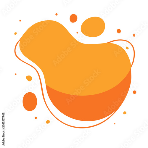 Abstract orange fluid shape with dots on white background