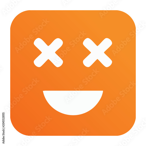 Orange smiley face icon with X eyes and open mouth