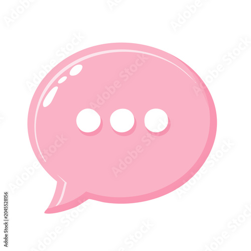 Pink speech bubble with ellipsis on white background