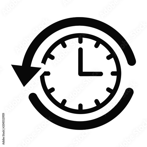Tableau sur toile Clock with circular arrow symbolizing time loop or repeat