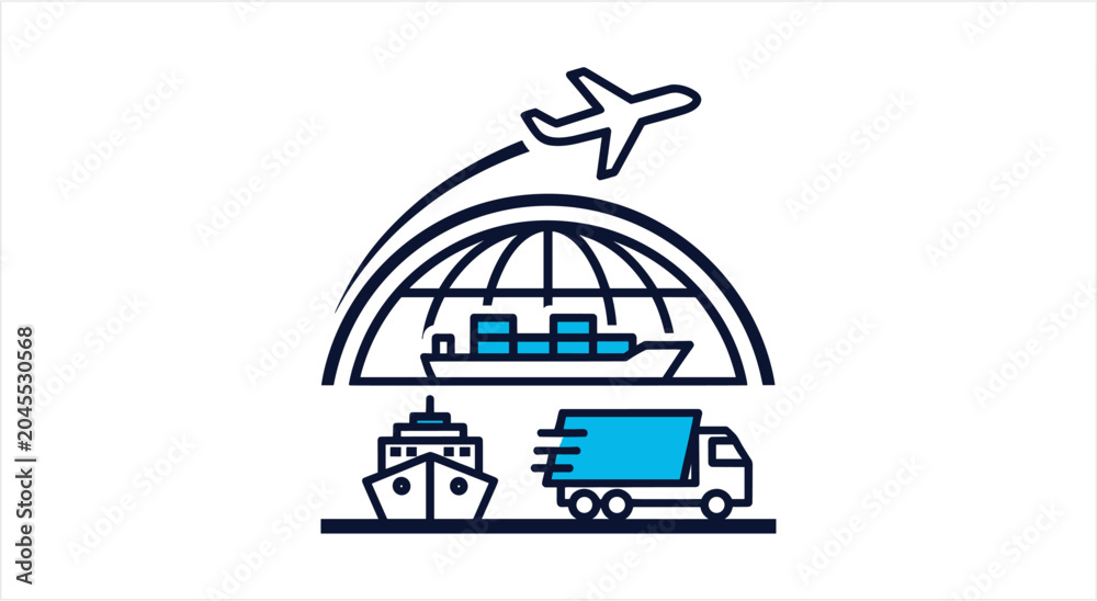 Naklejka premium Global Logistics and Transportation Network Illustration.