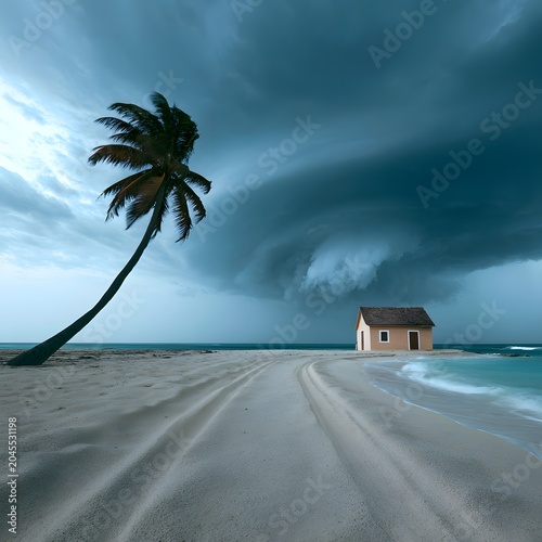 Storm Approaching a Tropical Beach Hut