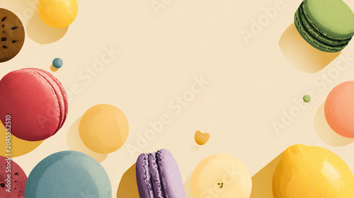 Macaron-colored solid-color card background, featuring a food motif, a clash of colors