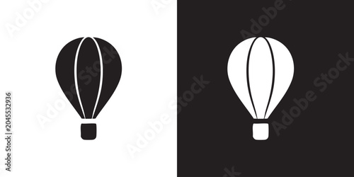 Foto Minimalist Hot Air Balloon Icon with Segmented Panels and Basket - Modern Aviati