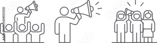 Vászonkép Modern vector icon set showing public speaking protest and communication with me