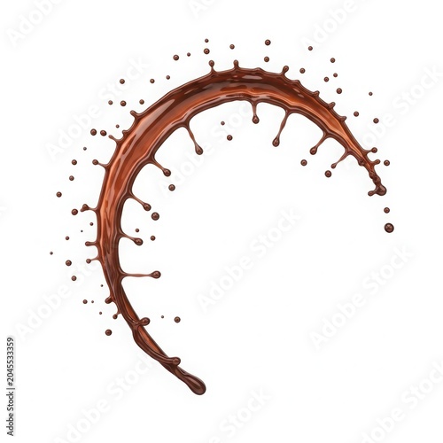 Dynamic swirl of liquid chocolate splash isolated on white background
