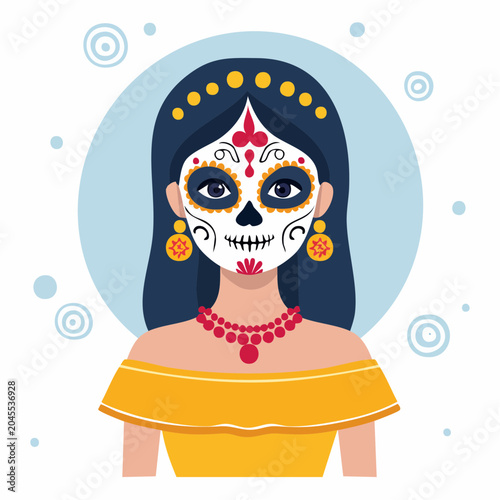 Woman with Sugar Skull Face Paint