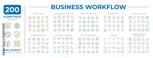 Foto Business workflow two color line icons set collection