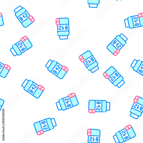 Photos vitamins b12 vector seamless pattern vitamins b12 sign illustration