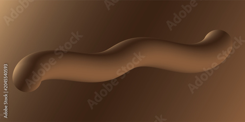 Photos Abstract modern background featuring a monochromatic, fluid 3D wavy shape in rich chocolate brown tones snaking across a smooth mocha color gradient backdrop
