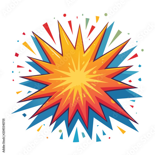 Explosion burst with confetti and streamers