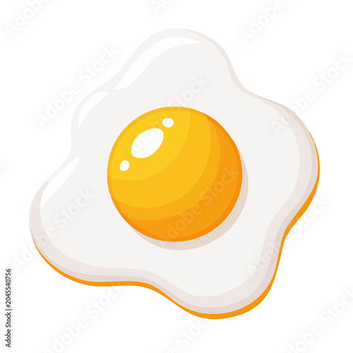 Flat design illustration of a fried egg on white background