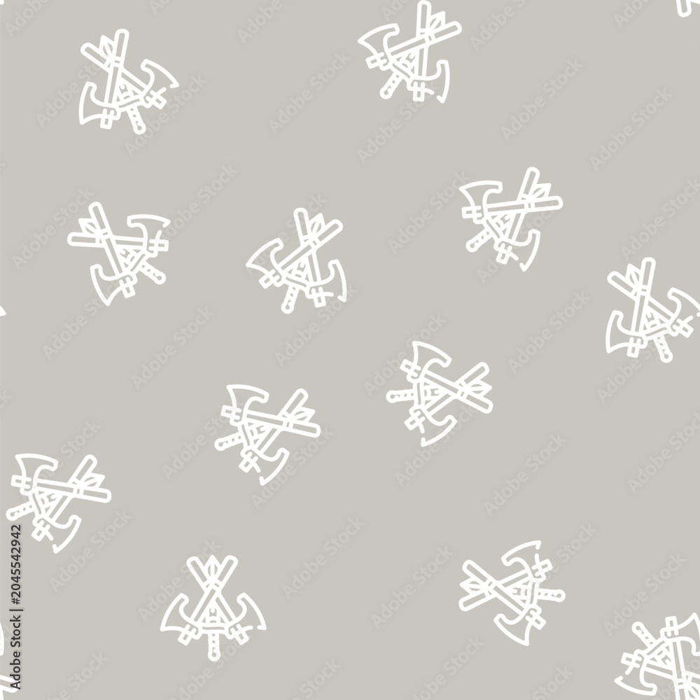 Fototapeta premium sword and ax weapon fairy tale line seamless pattern sword and ax weapon fairy tale thin line illustration