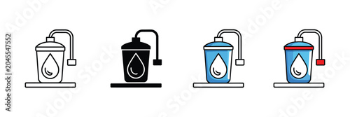 Bild auf Leinwand Clean water purification icon filter system droplet pipe liquid processing vecto