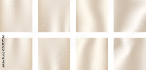 Collection of square pastel gradient backgrounds with smooth silk waves and pearl blur effect. Trendy abstract vector set for social media templates, stories and cosmetic branding