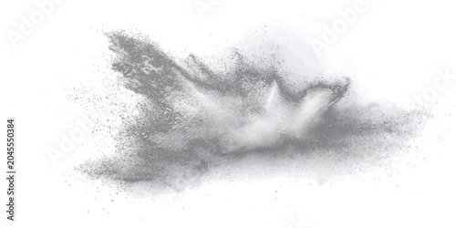 Slika na platnu Explosion fine grey powder dispersing midair, dynamic abstract formation, conveying energetic motion