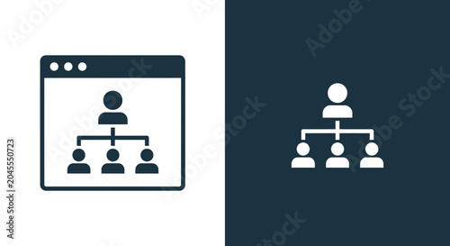 Photos Organizational chart icon, depicting hierarchy in a web browser window, representing team structure and management roles